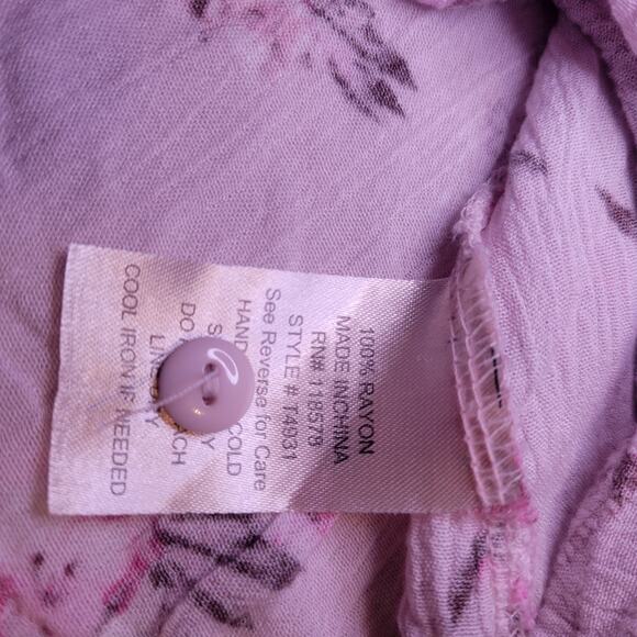 Penelope Peek a Boo -Cold Shoulder Pink Floral Top Blouse Womens Small - Picture 9 of 10